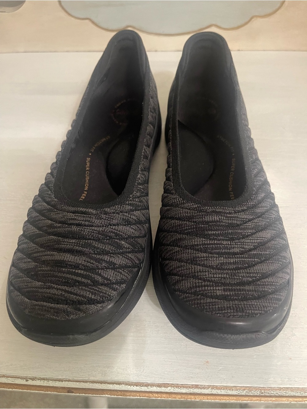 Bzees Black Textured Knit Slip-On Flats